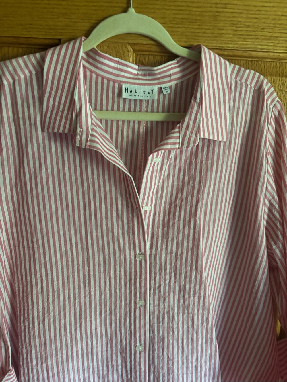 Habitat Pink and White Vertical Stripe Shirt
